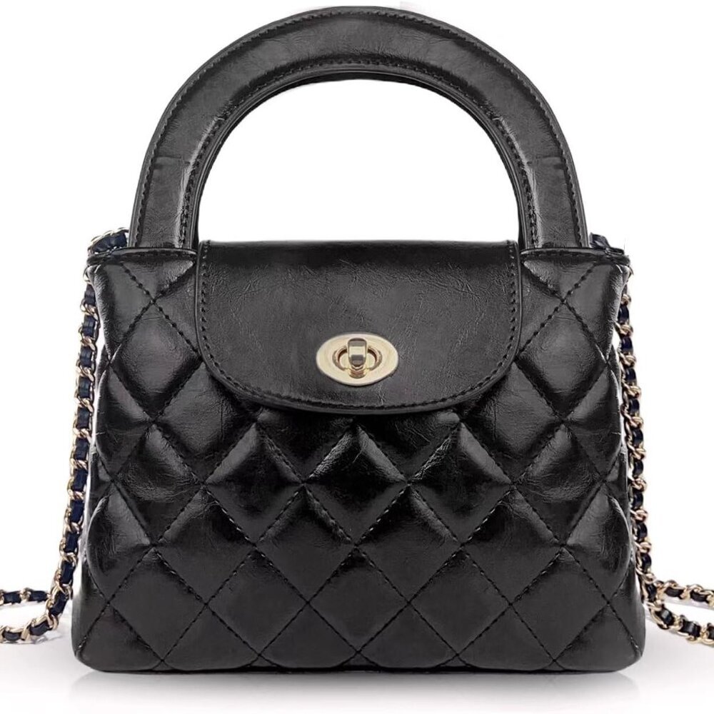 Quilted Crossbody Tote Bags for Women Small Top Handle Purse Trendy Designer Han